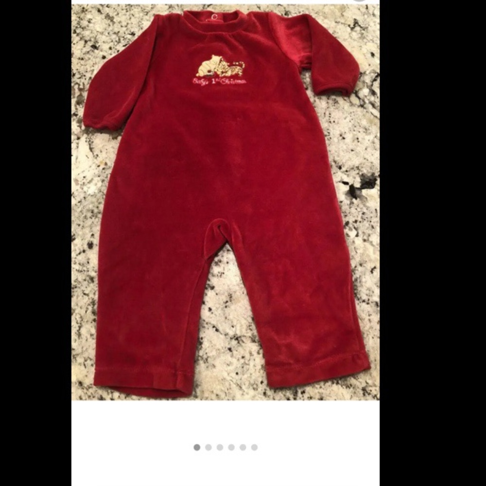Red Velour Baby’s First Christmas Classic Pooh